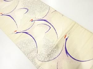 アンティーク　群鶴模様織り出し袋帯(材料)